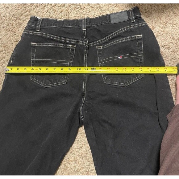 TOMMY HILFIGER Vintage 90s Straight Leg Black Denim Jeans Womens 14 L\33 - Picture 11 of 11